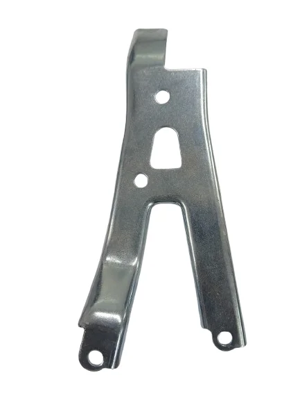 Steel fender brace support bracket for front body panel reinforcement in cars.