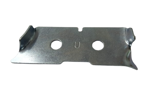 Steel upper stay bracket for automotive upper body panel support and cable hold.
