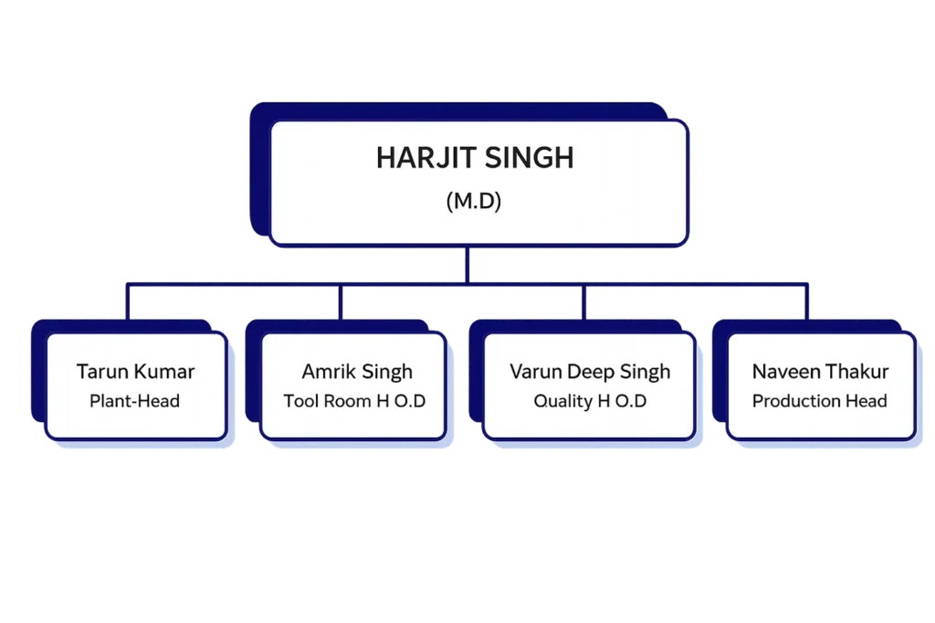 Awantika Auto Industries organisation chart showing management structure.